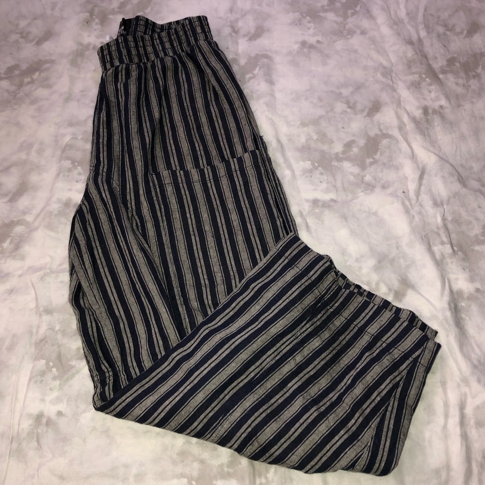 Urban Outfitters Navy and Gray Striped Wide Leg Pants